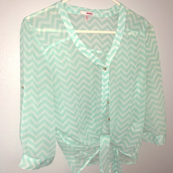Blue and White Chevron pattern Candies blouse - Picture 1 of 5